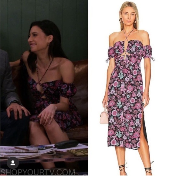 Revolve Majorelle Olivia Midi Dress in Dancing Valley Black L - Picture 3 of 7